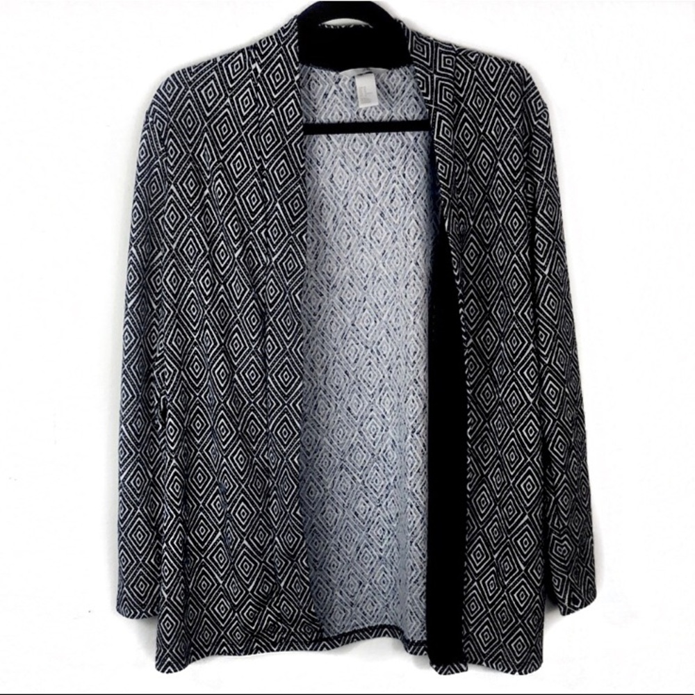 Patterned H&M Black And White Diamond Patterned Cardiagan